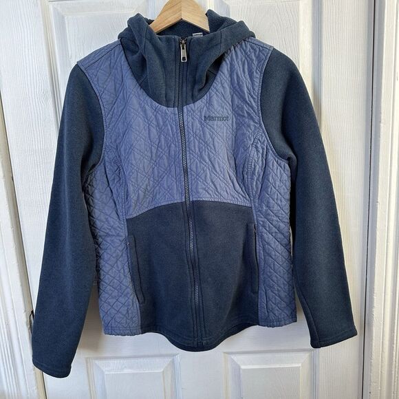 Marmot Jackets & Blazers - Marmot Jacket Womens Medium Navy Coda Fleece Quilted Polartec Hooded Outdoor Ski
